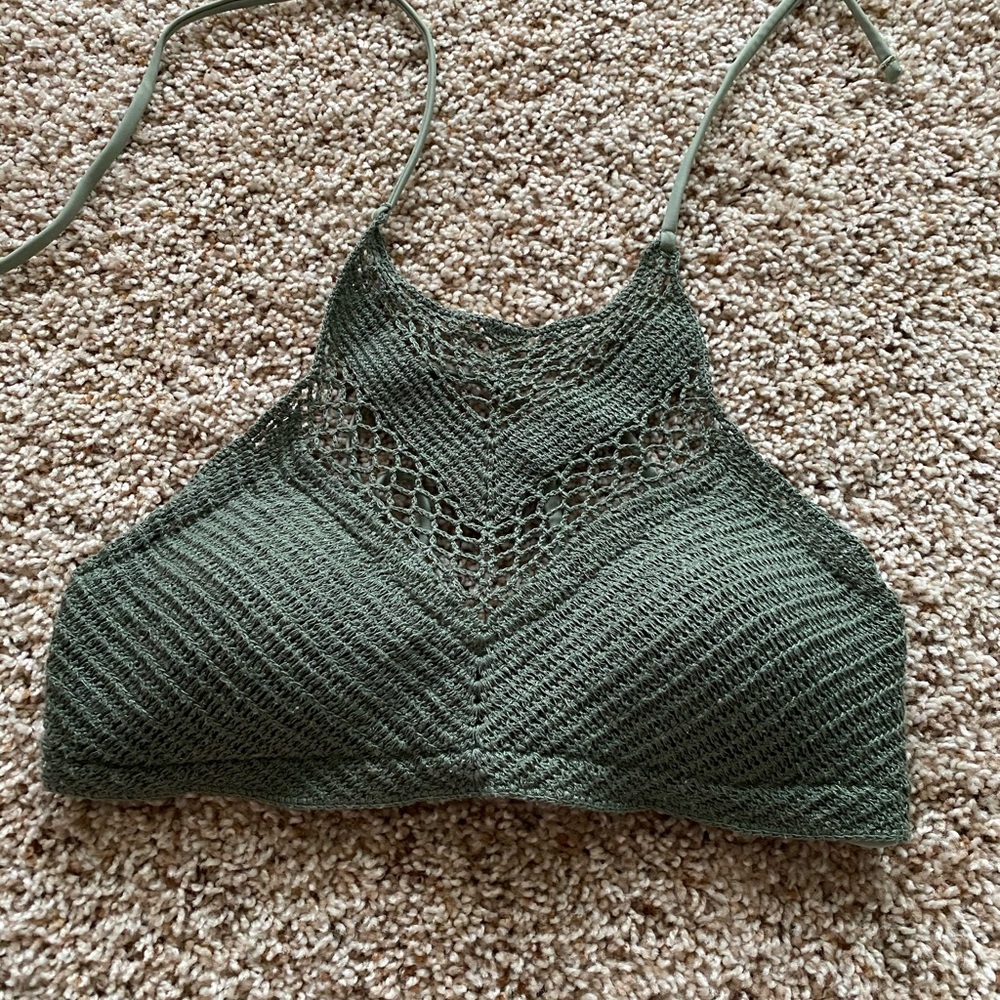 High neck lace bikini top